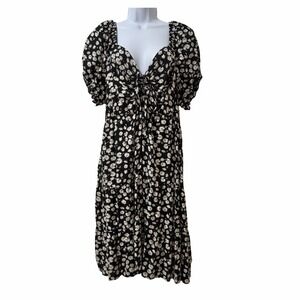 Nevena Rae Daisy Floral Babydoll Smocked Mini Dress Size 3X Milkmaid Cottage